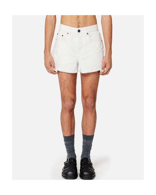 AMI White Ami Mid-Waisted Denim Shorts for men