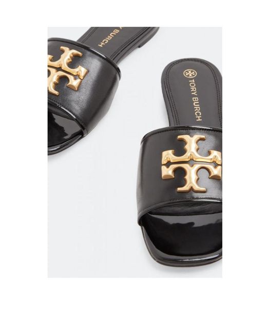 Tory Burch White Eleanor Double T Logo Plaque Sandals