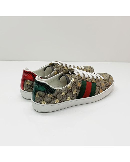 Gucci Green Ace Gg Supreme Lace-Up Sneakers