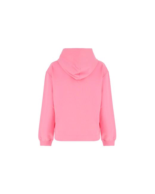 Moschino Pink Studded-Heart Logo Hoodie