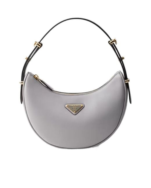 Prada Gray Arqué Zipped Shoulder Bag