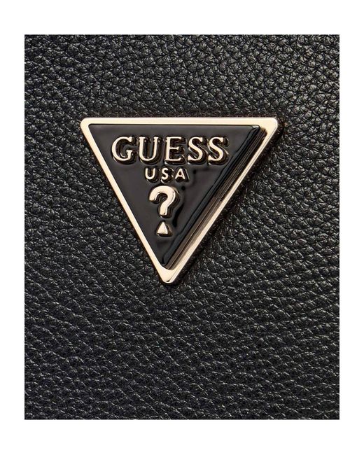 Guess Black Meridian Logo Plaque Top Handle Bag