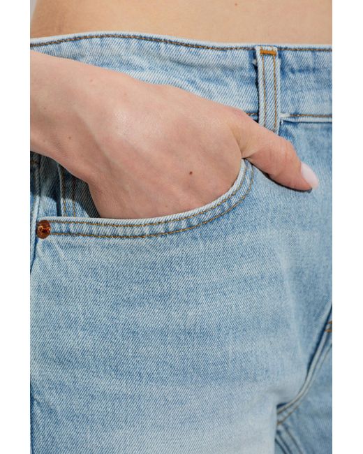 Re/done Blue Slim Straight Cropped Jeans