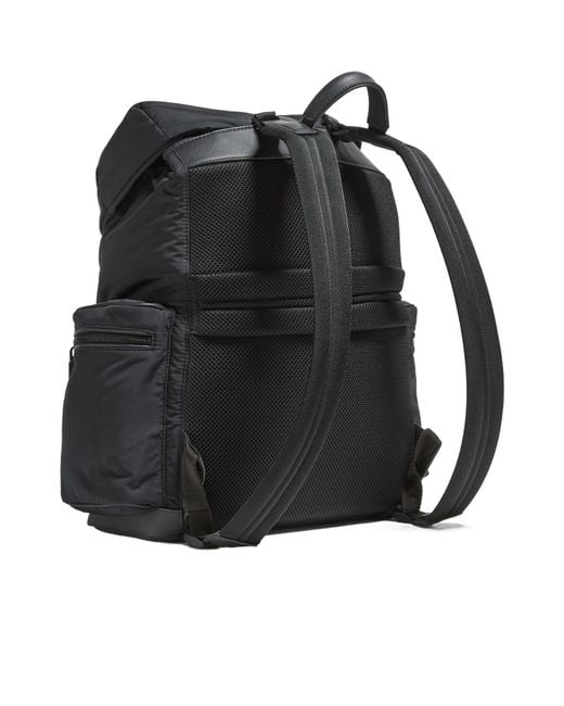 Zegna Black Logo Printed Stripe-Trim Backpack for men