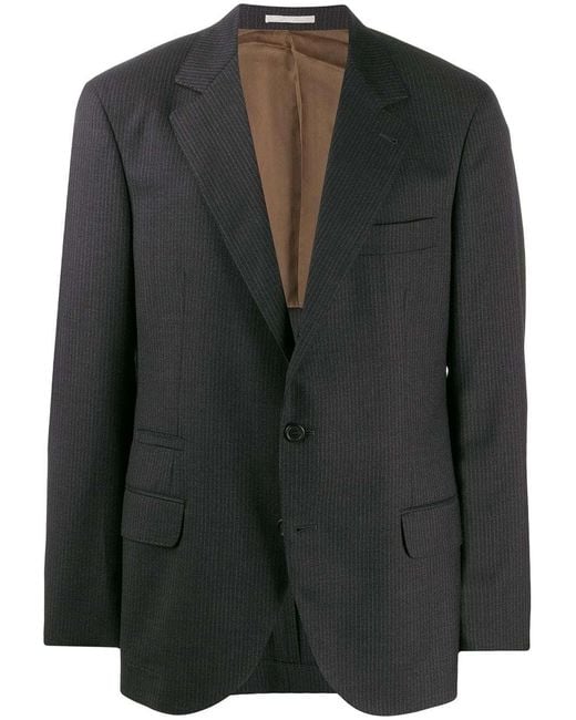 Brunello Cucinelli Black Striped Pattern Blazer for men