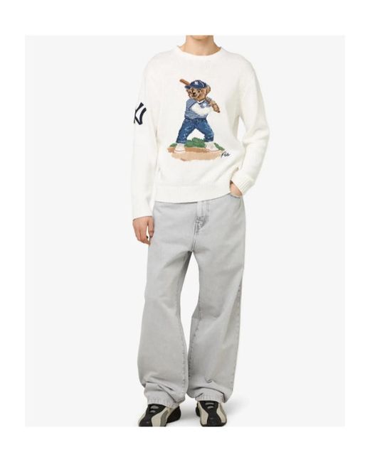 Polo Ralph Lauren White Knitted Crew Neck Sweater for men