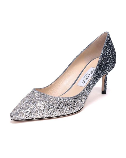 Jimmy Choo White Romy 60 Glitter Pumps