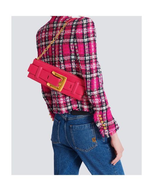 Balmain Pink Anthem Calfskin Leather Clutch