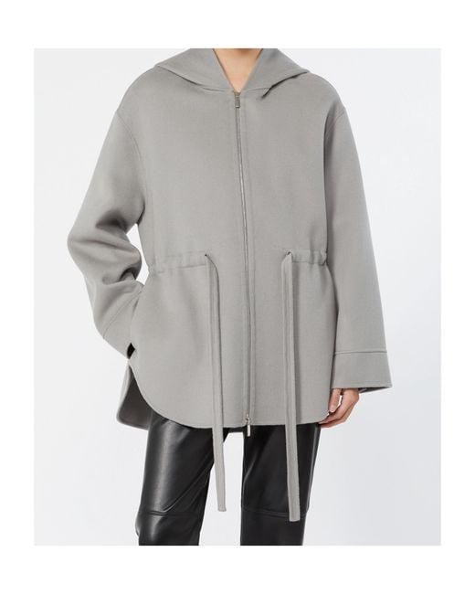 Max Mara Gray Monia Hooded Belted Jacket
