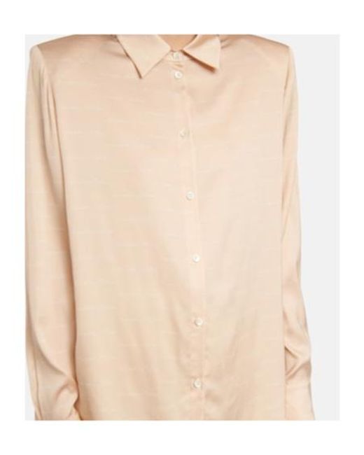 Magda Butrym Natural Logo-Print Stretch-Silk Shirt