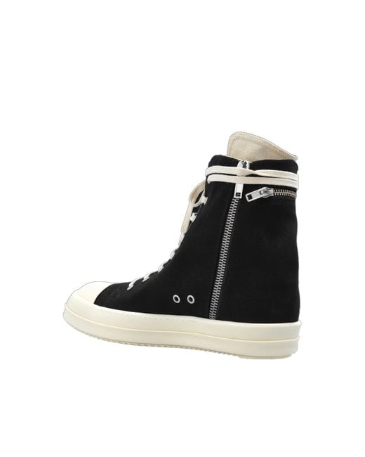 Rick Owens Black High Top Lace-Up Sneakers for men