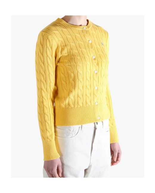 Polo Ralph Lauren Yellow Cable-Knit Cropped Cardigan