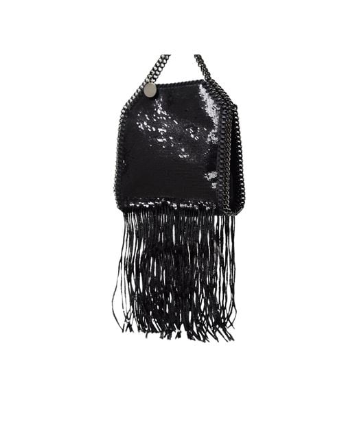 Stella McCartney Black Limited-Edition Falabella Sequinned Fringed Tiny Tote Bag