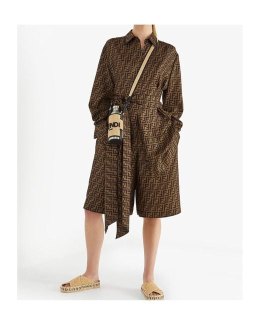 Fendi Brown Ff Pattern Shirt Dress