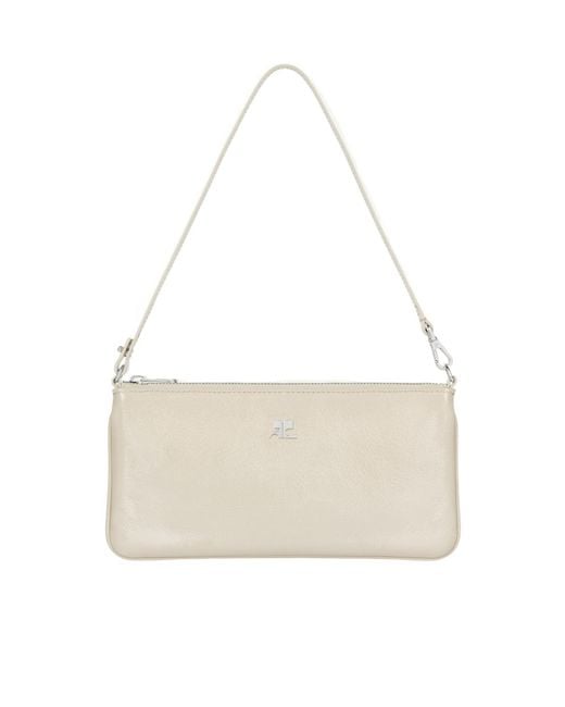 Courreges White Logo-Plaque Zipped Pouch