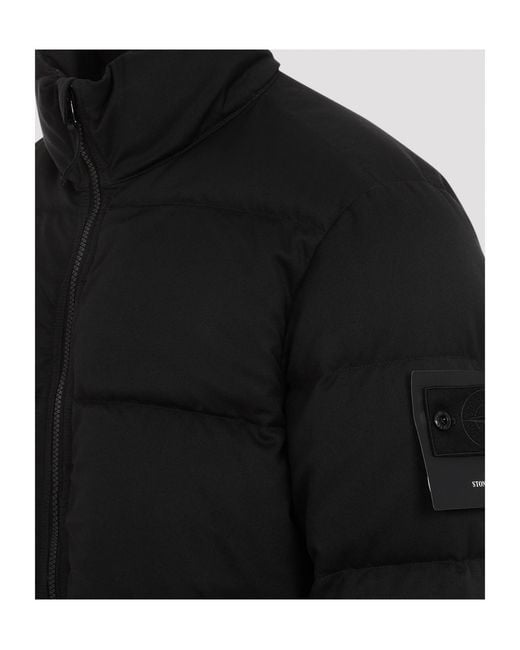 Stone Island Black Logo Patch Zipped Padded Jacket for men