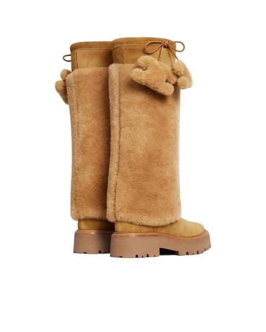 Céline Natural Bulky High Boot With Triomphe Tassels