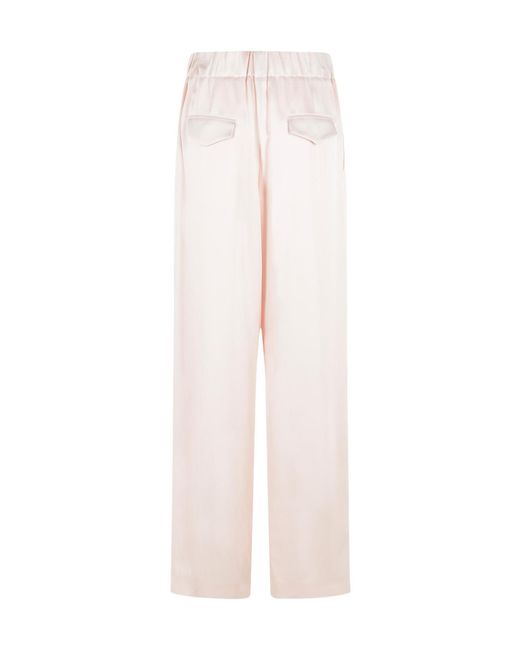 Jil Sander White Pleated Satin Trousers