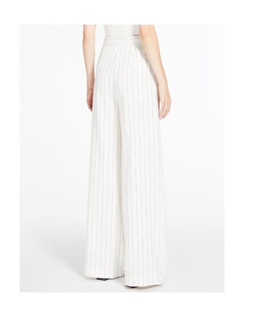 Max Mara White High-Waisted Wide-Leg Trousers