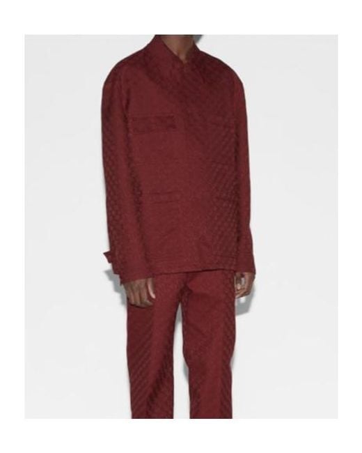 Gucci Red Monogrammed Button-Up Jacket for men