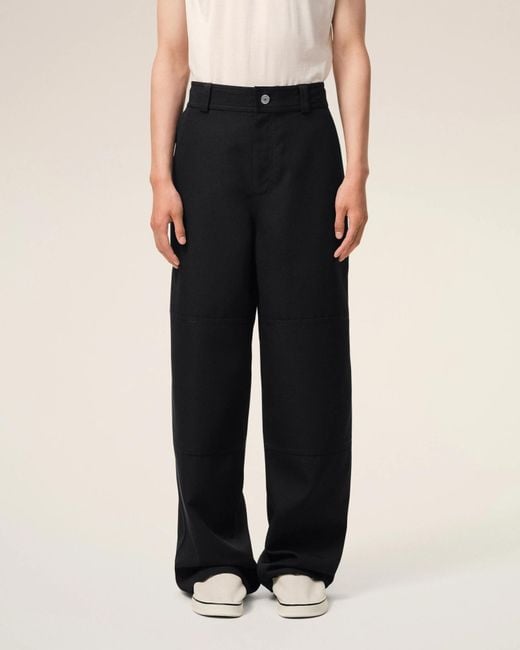 AMI Black Workwear Loose Worker Trousers for men