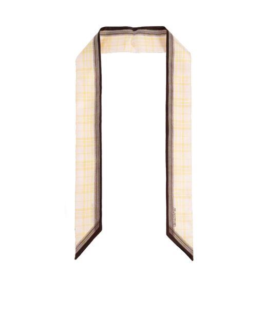 Jil Sander White Plaid-Patter Silk Scarf
