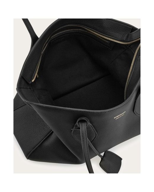 Ferragamo Black Ferragamo Logo Stamp Tote Bag