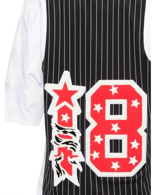 PDF CHANNEL Black Pdf Pinstripe Layered Logo T-Shirt for men