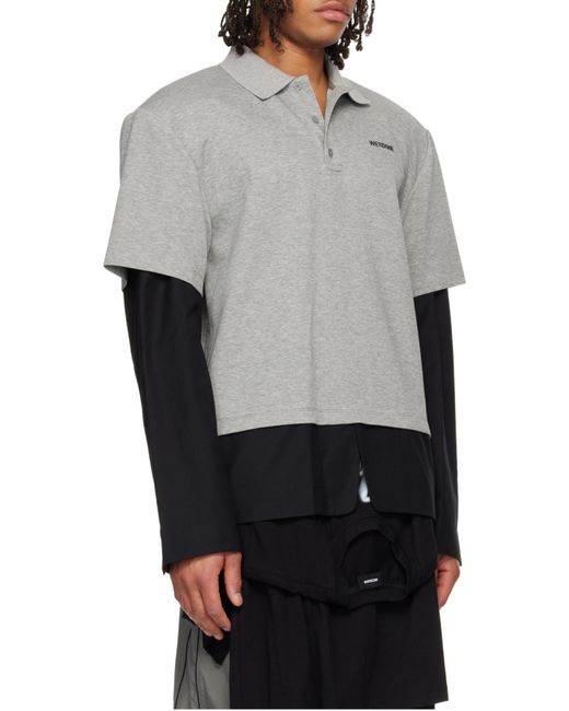we11done Gray Double-Layer Polo Shirt for men