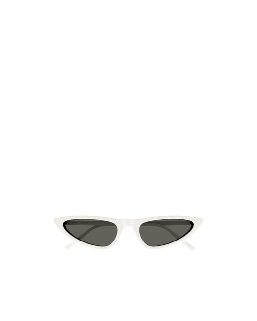 Saint Laurent White Eyewear Cat-Eye Frame Sunglasses