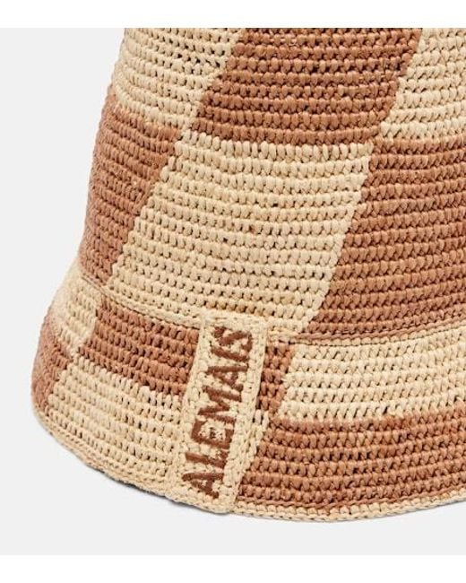 ALÉMAIS Natural Checked Raffia Bucket Hat