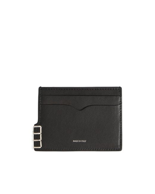 J.W. Anderson Black Whipstitch-Detail Logo-Print Cardholder for men