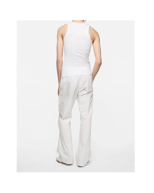 Acne White Logo-Print Ribbed Tank Top for men