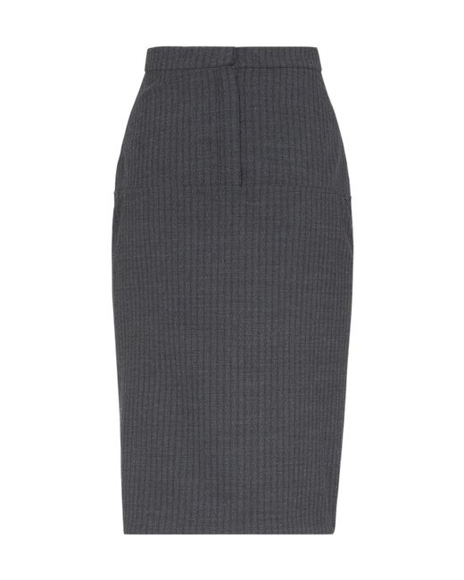 Fendi Gray Pinstriped Slit Detailed Skirt