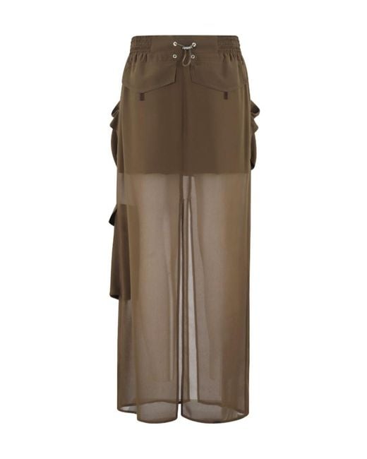 Pinko Brown Pocket-Layered Skirt