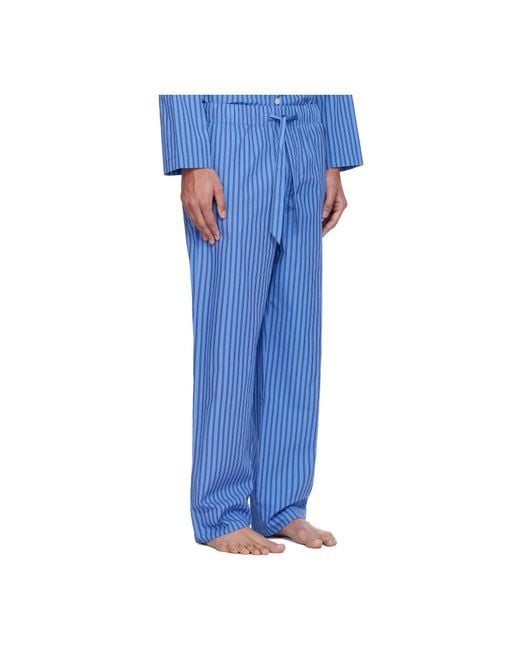 Tekla Blue Striped Drawstring Pajama Pants for men