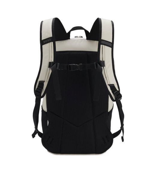 Boss Gray Faux-Leather Backpack With Reflective Details for men