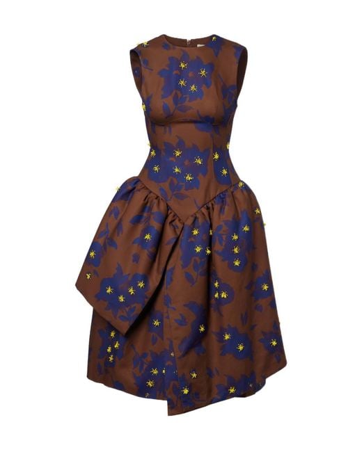 ShuShu/Tong Purple Floral Cotton Midi Dress