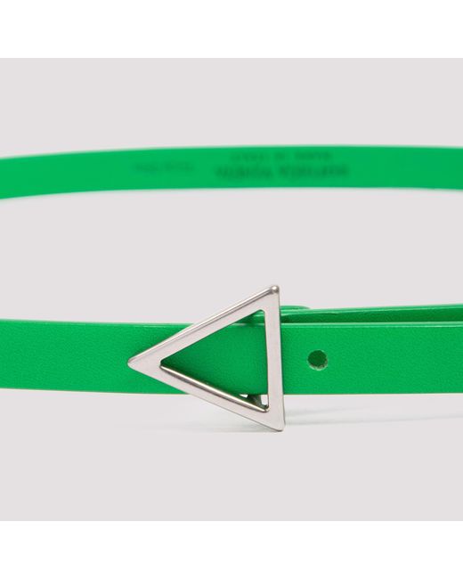 Bottega Veneta Green Triangle-Buckle Thin Belt