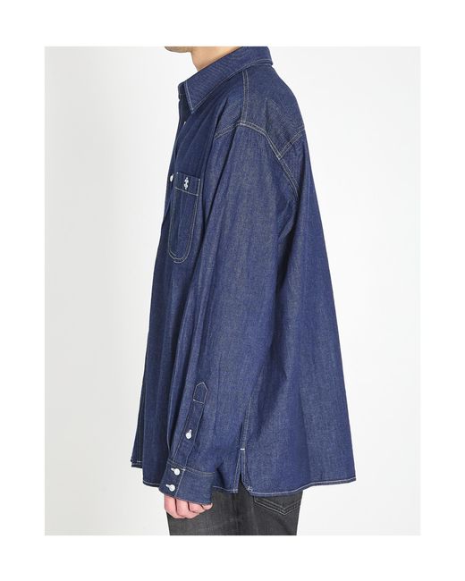 Céline Blue Long-Sleeved Denim Shirt for men