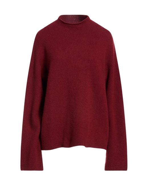 Max Mara Red Minimal Solid Knit Sweater