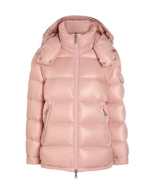 Moncler Pink Padded Hooded Laqué Nylon Jacket