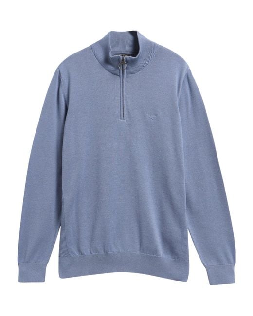 Barbour Blue Quarter-Zip Knit Jumper for men