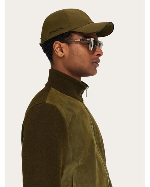 Ferragamo Green Baseball Cap With Tonal Signature for men