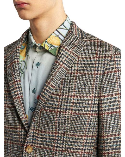 Etro Multicolor Long-Sleeved Checked Blazer for men