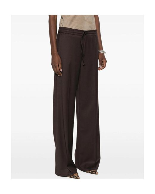 Berwich Brown Elastic-Waist Casual Trousers