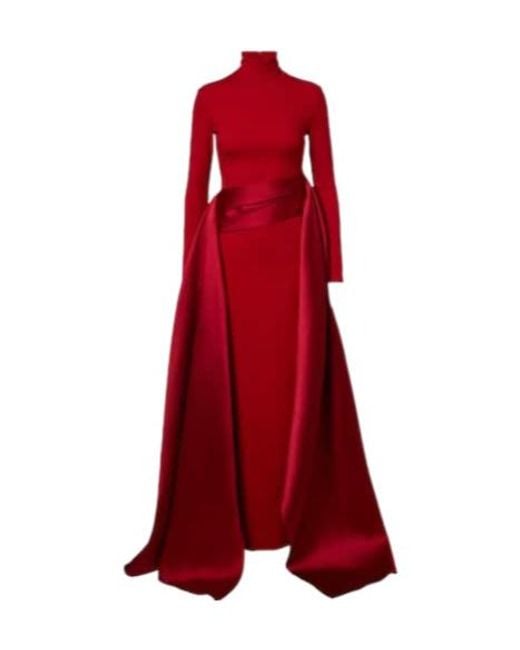 Solace London Red Olivia Satin-Trimmed Gown