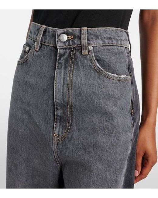 Stella McCartney Gray High-Rise Wide-Leg Jeans