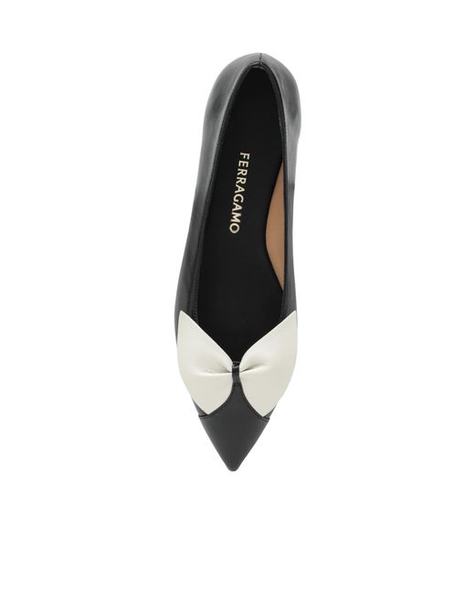 Ferragamo Black Bow-Tie Ballet Flats