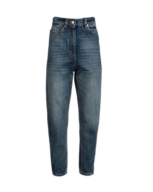 Brunello Cucinelli Blue High Rise Mom-Fit Jeans